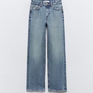 Zara one time worn high rise straight jeans color indigo